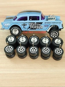 HOT WHEELS RUBBER WHEELS TIRES 5 Sets 13mm/10mm 55 Chevy Gasser Flying Tiger - Picture 1 of 5