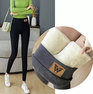Women Winter Warm Thick Trousers Fleece Lined Thermal Stretchy Leggings Pants US - Picture 1 of 14