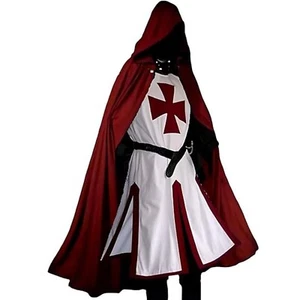 Costume medievale crociato cavalieri templari tunica rinascimento lungo mantello cos - Foto 1 di 2