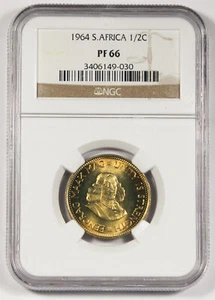 South Africa 1964 1/2 Half Cent Bronze Proof Coin NGC PF66 GEM - Picture 1 of 2