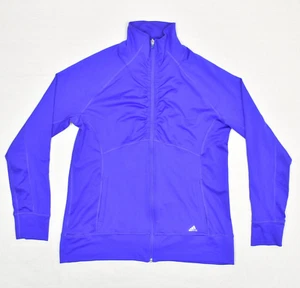 Adidas Women's Full Zip Athletic Jacket Solid Polyester Blue Size XL Climalite - Picture 1 of 8