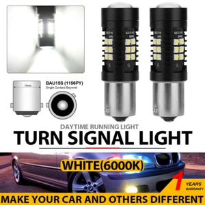 2x 1156PY BAU15S PY21W 21-LED Tail Brake/Reverse/Turn Signal Lights Bulbs White - Picture 1 of 11