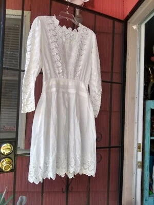 Victorian garden dress with lawn fabric with intricate embroidery - Image 1 of 4