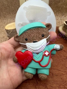 Teddy Bear NURSE Christmas ornament silicone mold for Fondant-Resin-handmade - Picture 1 of 9