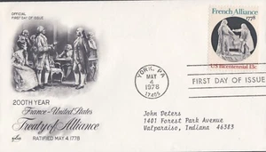 USA 1978 2 FIRST DAY COVERS  200th ANNIV OF THE FRENCH ALLIANCE WITH CACHETS - Picture 1 of 2