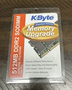 KByte Memory Upgrade 512MB DDR2 Sodimm 4200/3200 PC2-533/400 200 Pin - Picture 1 of 2
