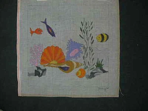 Ringelblume handbemalt Nadelspitze Leinwand 13 1/2 x 13 1/2 Zoll fertig - Bild 1 von 1