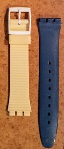 Swatch WHITE & BLUE 18mm plastic strap fits 34mm wide plastic Swatch watches