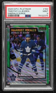 2020-21 O-Pee-Chee Platinum Emerald Surge /10 Timothy Liljegren PSA 9 Rookie RC