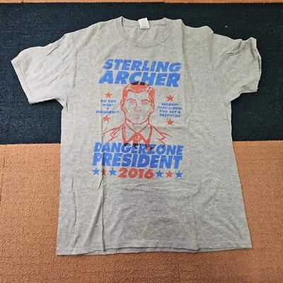 Camiseta Sterling Archer Dangerzone President 2016 Adulto Grande Gris Gráfico S k2a Foto 1 de 4