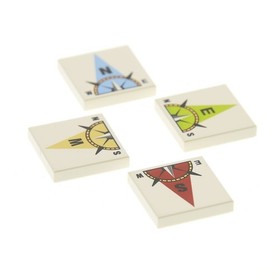 4x Lego Tile 2x2 White Sky Direction Compass Atlantis Game 3851 3068