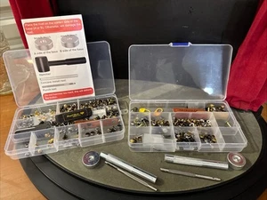 2 juegos hágalo usted mismo remache de cuero doble tapa tubular metal perno kit de herramientas 4 colores 3 tamaños - Imagen 1 de 10