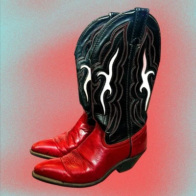 Botas vaqueras vaqueras vintage años 80 Laredo rojas/negras punta punta para mujer talla 6 M Foto 1 de 4
