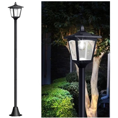 Poste de lámpara solar resistente a la intemperie 67" con diseño vintage para caminos y patios Foto 1 de 4