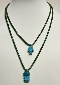 Sterling Silver Native American Vintage Turquoise Carved Animal Necklace (10.41g - Picture 1 of 6