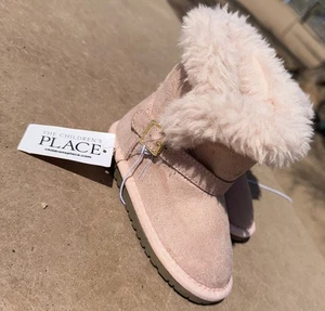 The Children Place Neu mit Etikett rosa Kunstfell Winterstiefel Booties Kleinkind Größe 7 - Bild 1 von 8