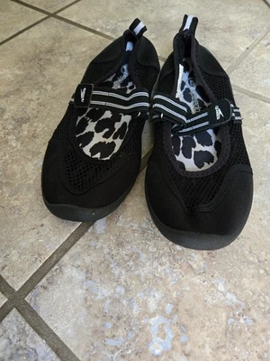 Speedo Womens  Black Mesh Mary Jane Style Slip on Hook & Loop Water Shoes - Sz 5 - Image 1 of 4