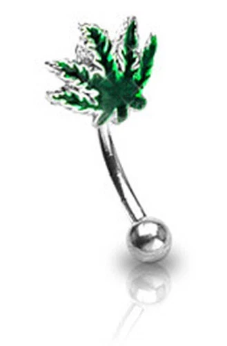 Cabaña de cáñamo - Hoja de marihuana - Anillo para cejas (joyería para ojos / cuerpo) Foto 1 de 1
