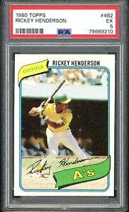 1980 Topps #482 Rickey Henderson Rookie PSA 5 Centered (K7)