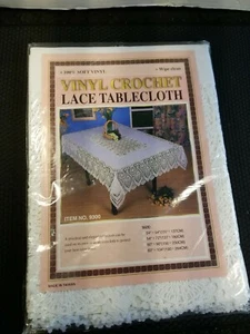 Mantel Bea At Home 100% Vinilo Suave Crochet Encaje Blanco Brillante 60"x104" - NUEVO - Imagen 1 de 12
