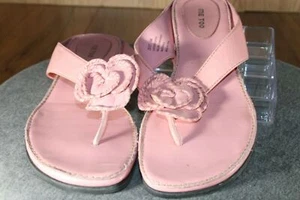 Me Too Womens 9M Leather Thong Sandals Flip Flops Pink Floral Embellishment ! - Picture 1 of 7