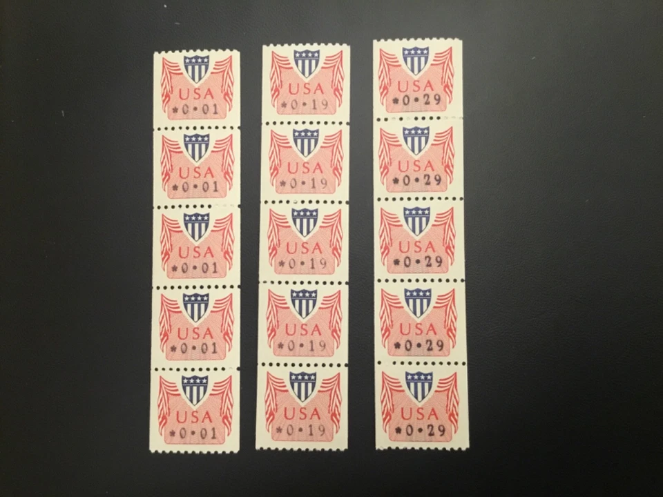 ICOLLECTZONE US CPV31 1 Cent, 19 cent and 29 Cent Strip of five VF NH - Image 1 of 1