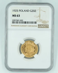 1925 NGC MS63 Poland Gold 20 Zlotych - Picture 1 of 2