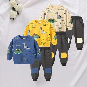 Toddler Baby Boy Clothing Dinosaur Print Long Sleeve Tops and Pants Kids Outfits - Picture 1 of 24