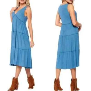 Velvet Torch Tiered Midi Dress in Denim Blue Women's Size XS - Picture 1 of 9