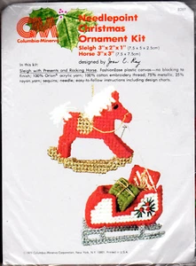 "Sleigh with Presents & Rocking Horse" Columbia-Minerva Needlepoint Kit #8261 - Picture 1 of 4