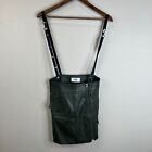 Seek The Label Womens Faux Leather Suspender Midi Skirt Size S Green Full Zip
