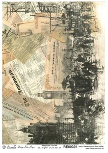 Papel de arroz seda de paja decoupage técnica de servicio vintage periódico londinense RE0391 - Imagen 1 de 1