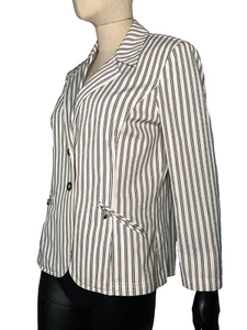 St John Sport Blazer Vertical Strip White and Black Small - Picture 1 of 8