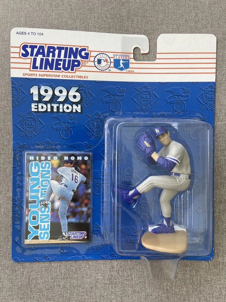 Figura y tarjeta Hideo Nomo Los Angeles Dodgers Kenner alineación inicial SLU 1996 Foto 1 de 1