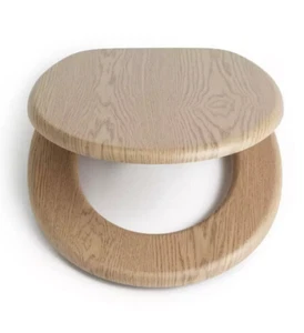 Home 18" Toilet Seat Natural Oak Effect Metal &Plastic Hinge Universal Easy Fit - Picture 1 of 5