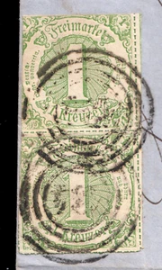 Thurn + Taxis, 51 senkrechtes Paar auf Brief MAINZ 3.12.66 nach Hochheim - Bild 1 von 3