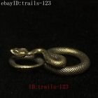 L 5.2CM China Bronze Carving Snake Figurine Statue Pendant Decoration Collection