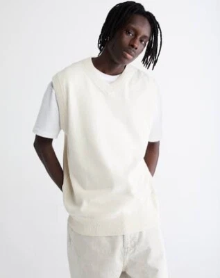 Calvin Klein мужские стандарты высоты v-образным вырезом свитер жилет кости белый большой - Изображение 1 из 4