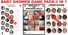 Baby Shower Game Labour-or-Porn & Beer-Belly/Pregnant-Belly Match-Face PDF GAMES