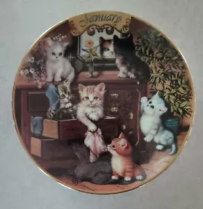Timeless Tails Purr-petual Calendar decorative plate - January Sweet Whiskers - Picture 1 of 14