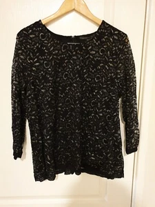 💛 NEW - Liz Jordan Luxe Size 1XL (18) Black & Gold Lace Top - RRP $149.95 💛 - Picture 1 of 11