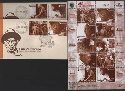 Venezuela: 2012; Scott 1722 complete sheet of 10 light doblez + F.D.C. VZ2666 - Image 1 of 2