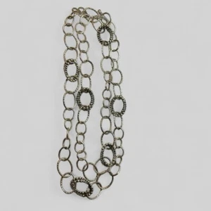Michael Dawkins Sterling 925 Silver Beaded Circle Station Necklace 36 in - Picture 1 of 7