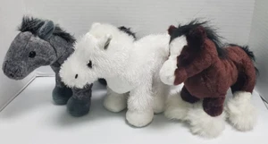 Lot of 3 Stuffed Plush Horse Clydesdale, American Albino, Arabian Ganz Webkinz - Picture 1 of 10