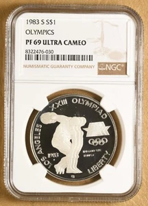 1983 S Oympics Commemorative Silver Dollar NGC PF 69 Ultra Cameo - Picture 1 of 2