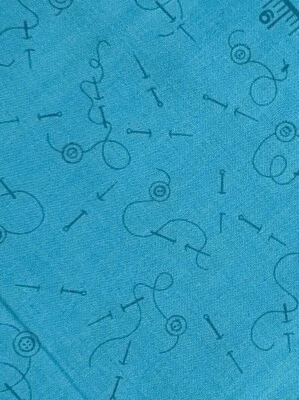 Fabri-Quilt Cotton Fabric Teal Blue Sewing Vintage 1/2 yard - Image 1 of 3