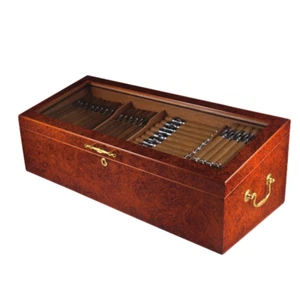 Humidor Supreme Humidor de cigarros Exhibición de madera, 6 contenedores Humidor de encimera, Burl - Imagen 1 de 1