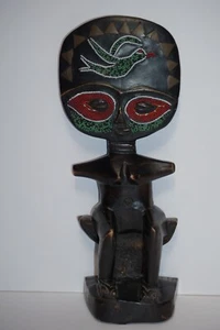 Vintage Wooden Hand Carved & Beaded West African Ceremony Tribal 11.5" Statue - Picture 1 of 8