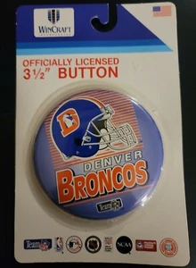 Vintage Denver Broncos NFL 3 1/2" Wincraft Button USA  - Picture 1 of 2