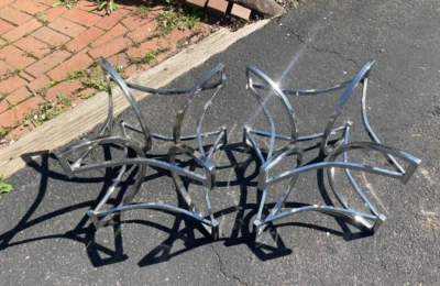 Pair of MCM Square Metal Table Bases For Glass Top Tables - Image 1 of 3